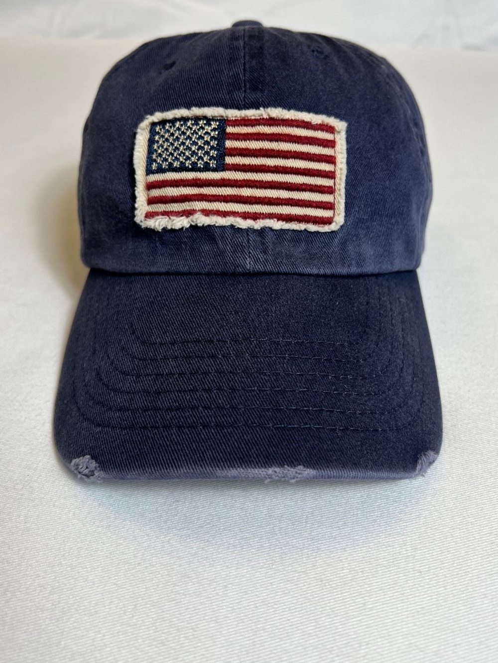 U.S.A. Distressed American Flag Cotton 6 Panel Baseball Style Hat